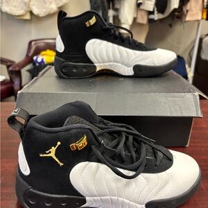 Jordan Jumpman Black and White Sneakers with Gold Accents